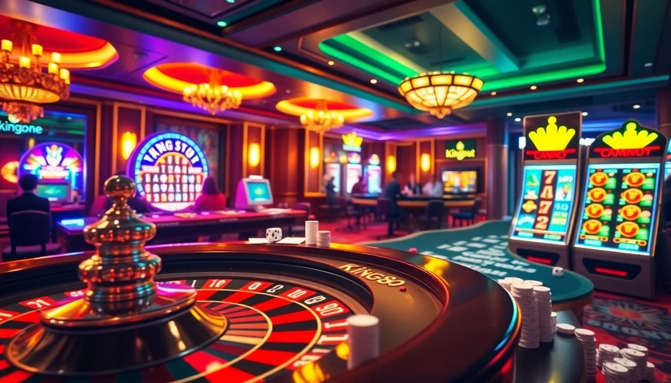 Experience the excitement of king88 at a vibrant casino table filled with chips and cards.
