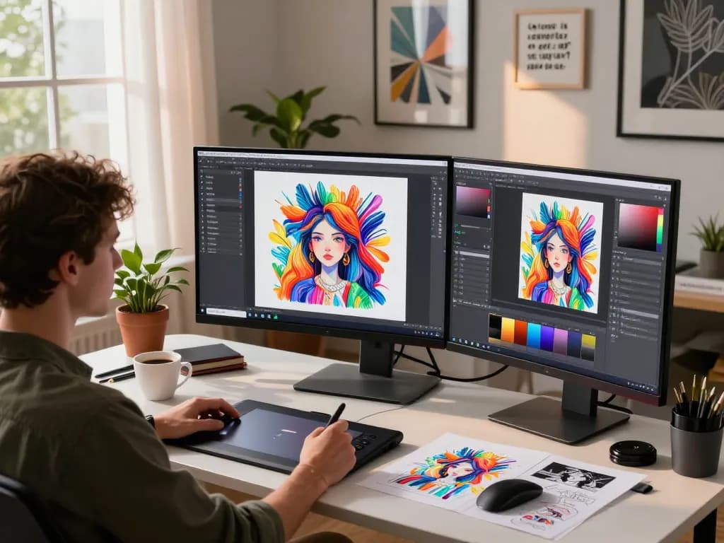 Create stunning AI-generated artwork with nano banana flash in a modern digital workspace.