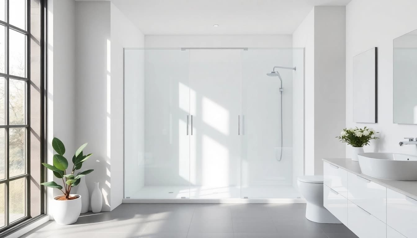 Elegant shower screens for walk in showers enhancing a modern bathroom aesthetic.