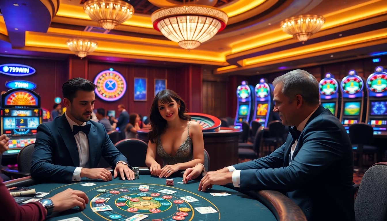 Engage with thrilling casino action at 789win featuring poker chips and slot machines.