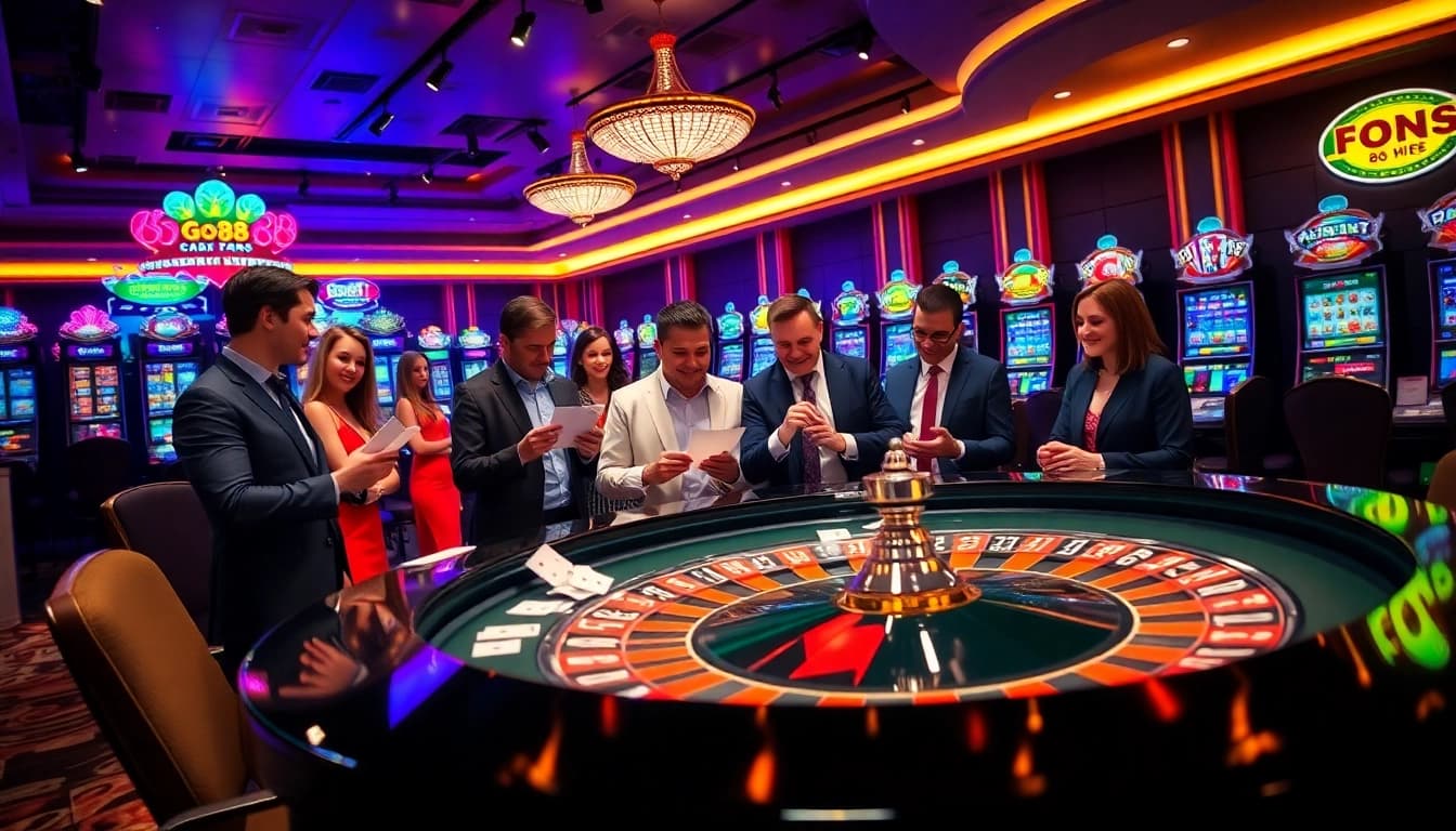 Experience the excitement of winning at the go 88 casino table, filled with vibrant colors and enthusiastic players.