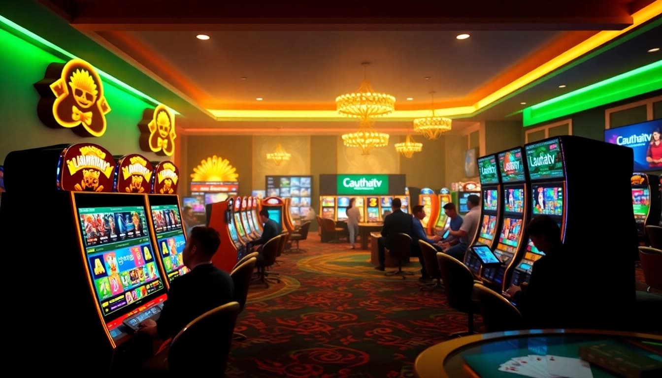 Engaging online gaming scene featuring Lauthaitv, showcasing casino games and sports betting.
