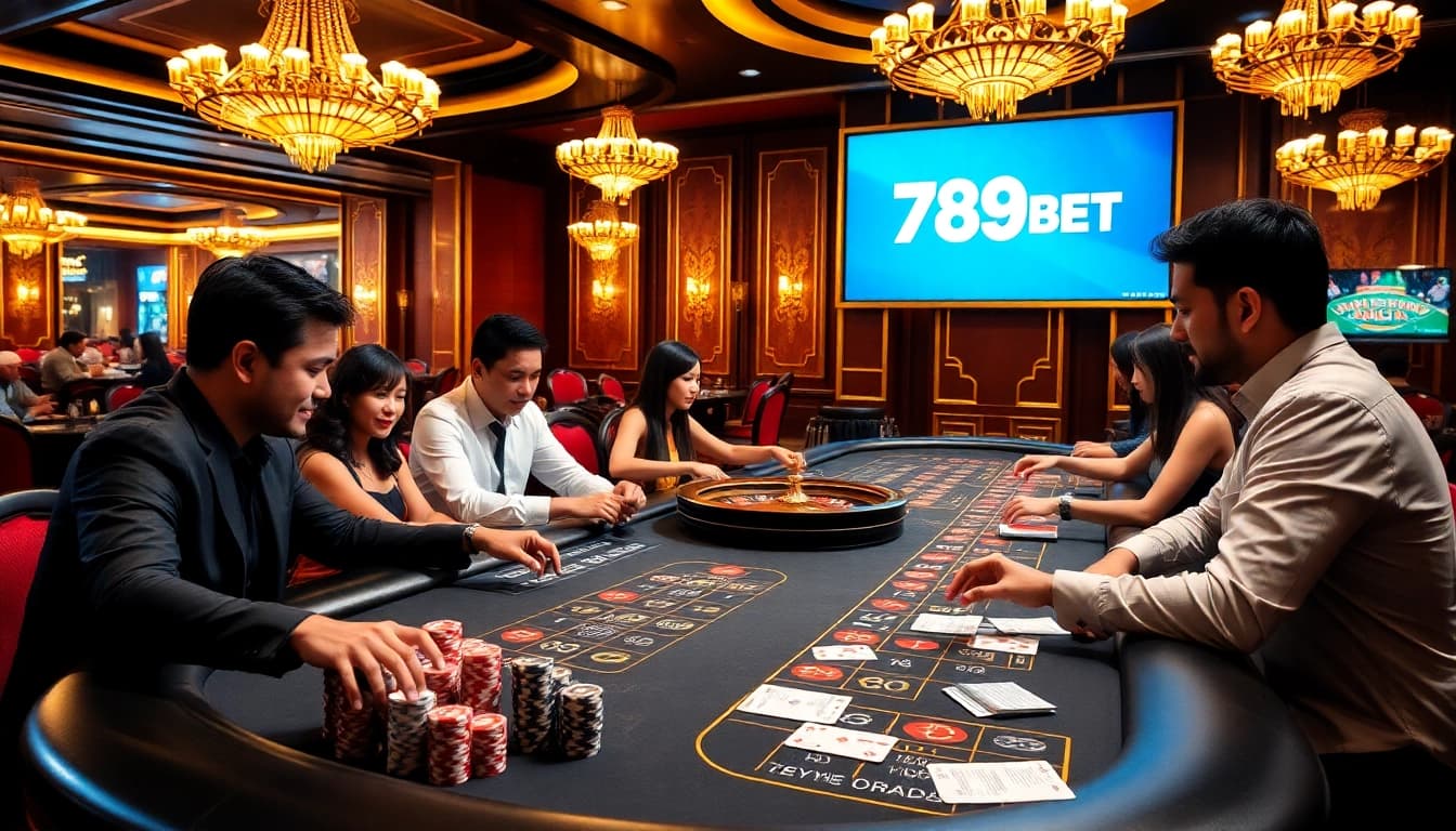 Engaging players in a luxurious casino atmosphere, highlighting the excitement of 789BET đăng nhập.