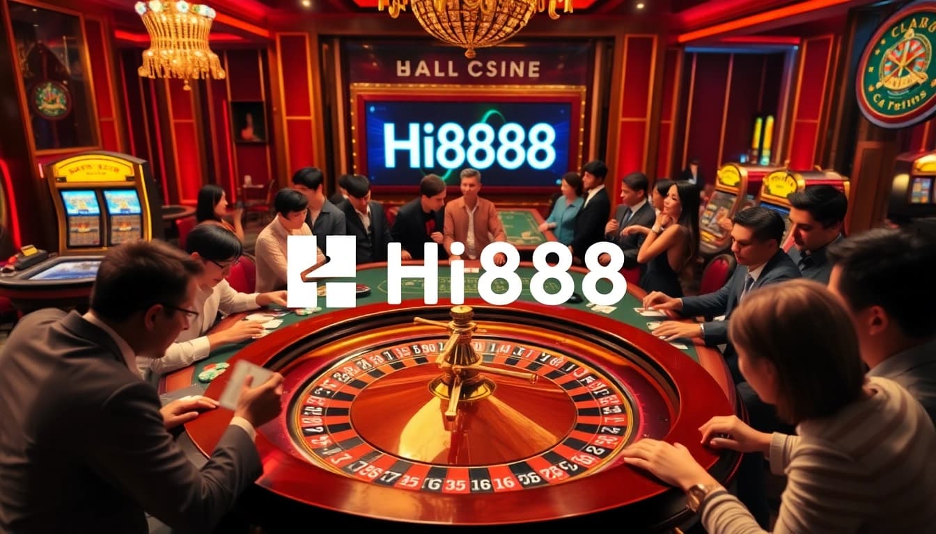 Gamblers at a vibrant Hi888 roulette table engaging in strategic betting.