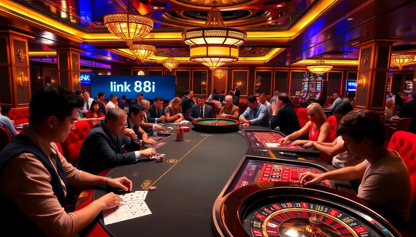 Exciting casino atmosphere showcasing link 88i with vibrant players and immersive gaming experience.