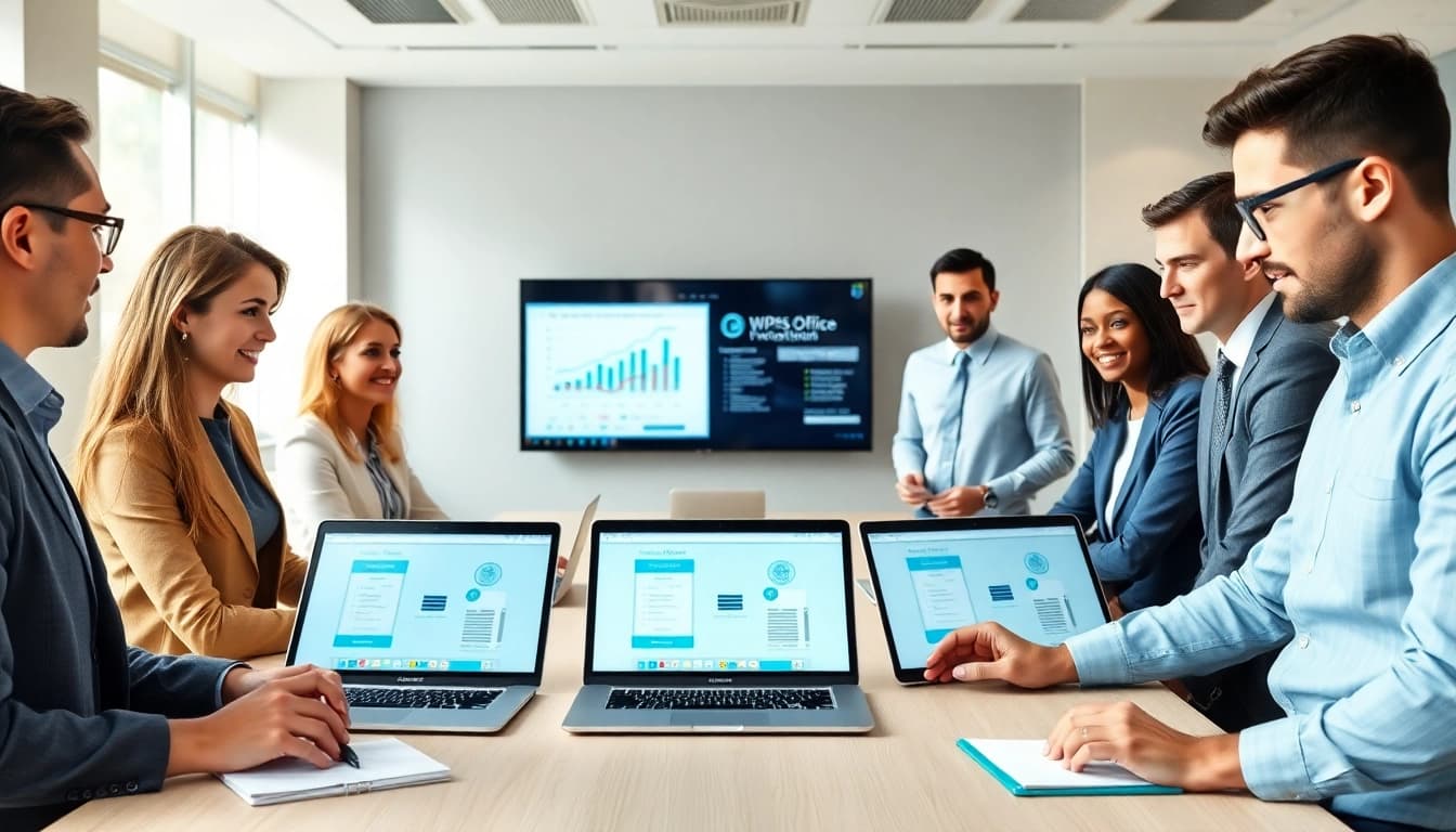 在现代办公环境中使用 WPS Office 以提升生产力的协作场景。