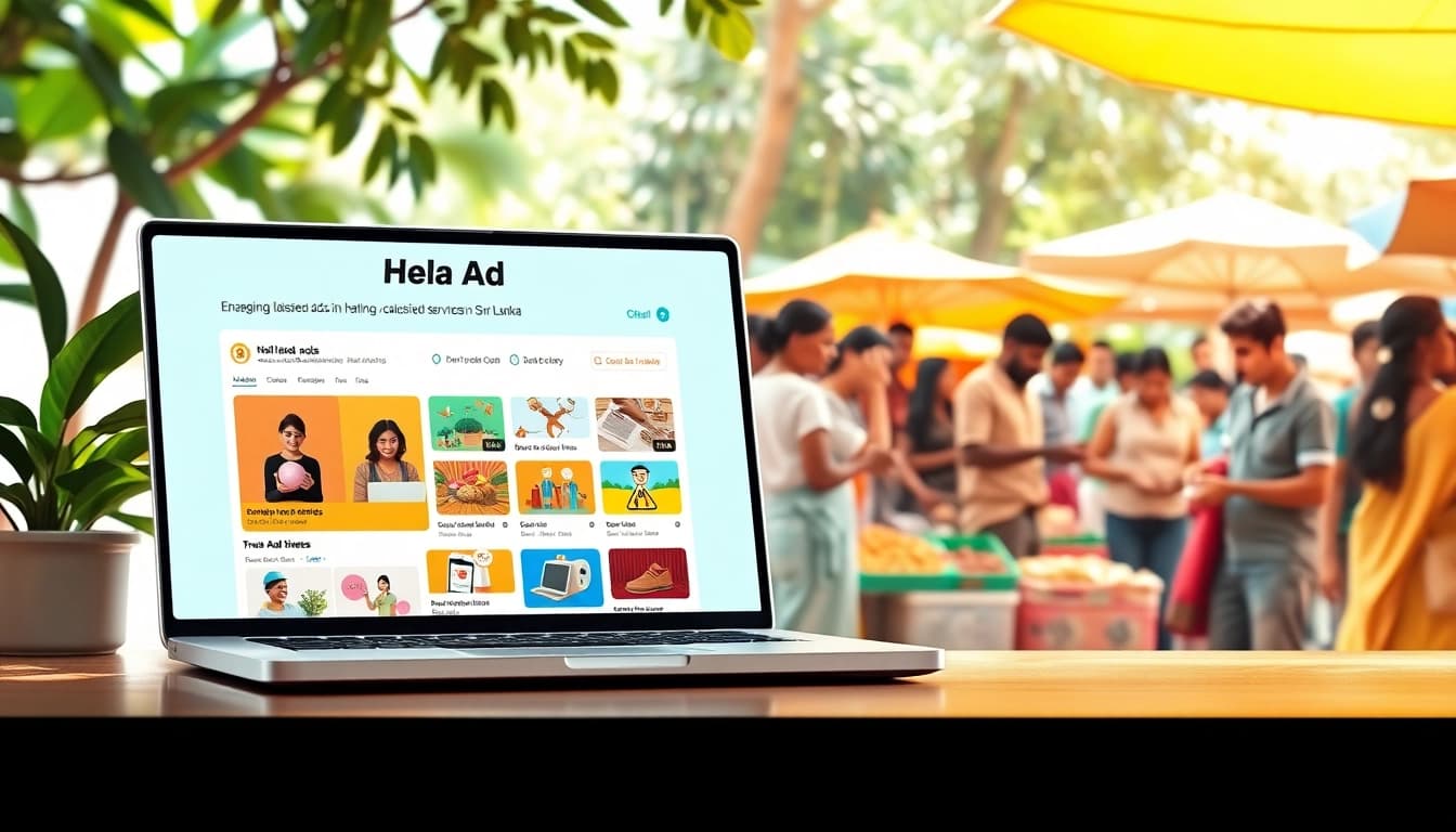 Interactive Hela Ad digital marketplace showcasing community engagement and vibrant ads.