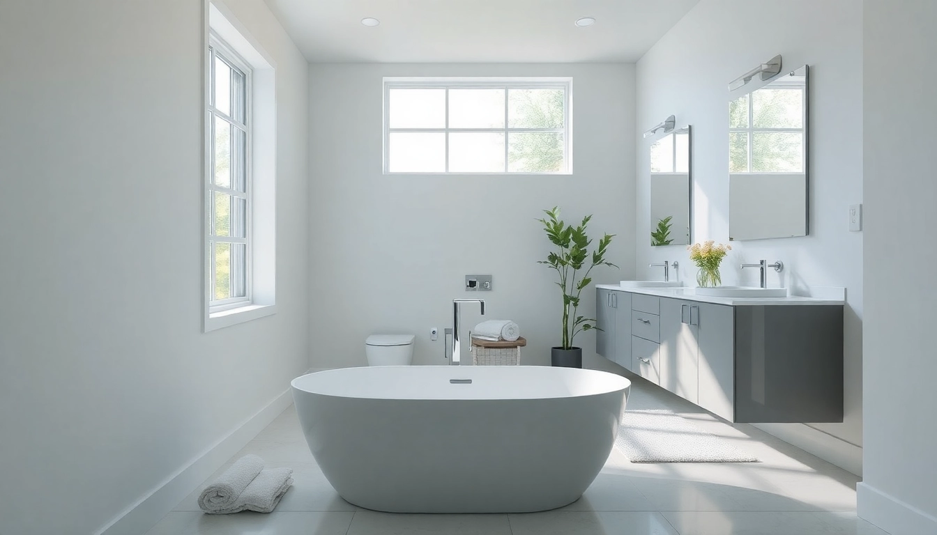 Stunning modern bathroom remodel showcasing elegance by a professional Bathroom Remodeling Contractor.