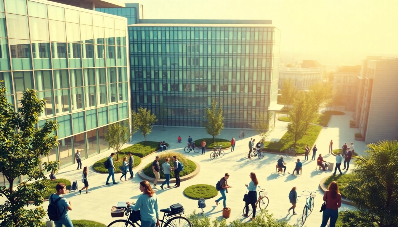 Dynamic scene of students at Nisantasi University apply in a vibrant campus environment.