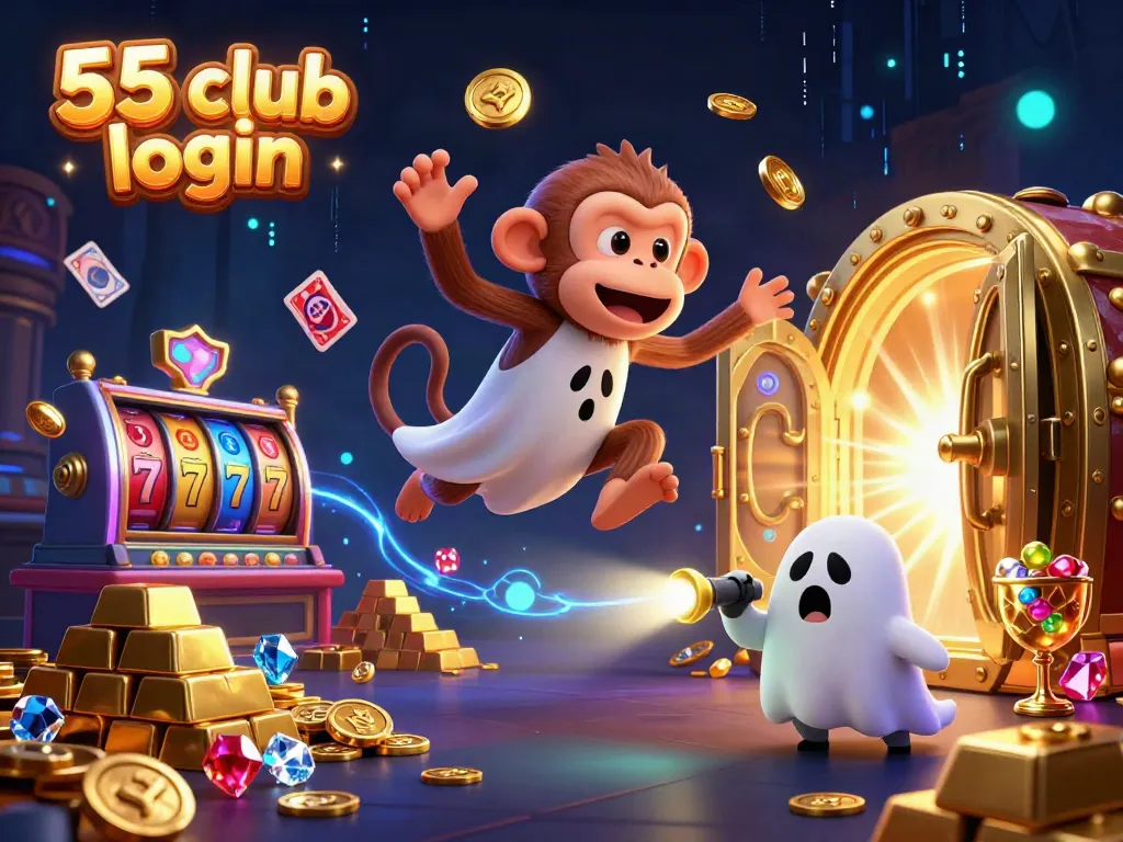 Engage with 55 club login in a haunted casino scene showcasing winning elements and vibrant design.