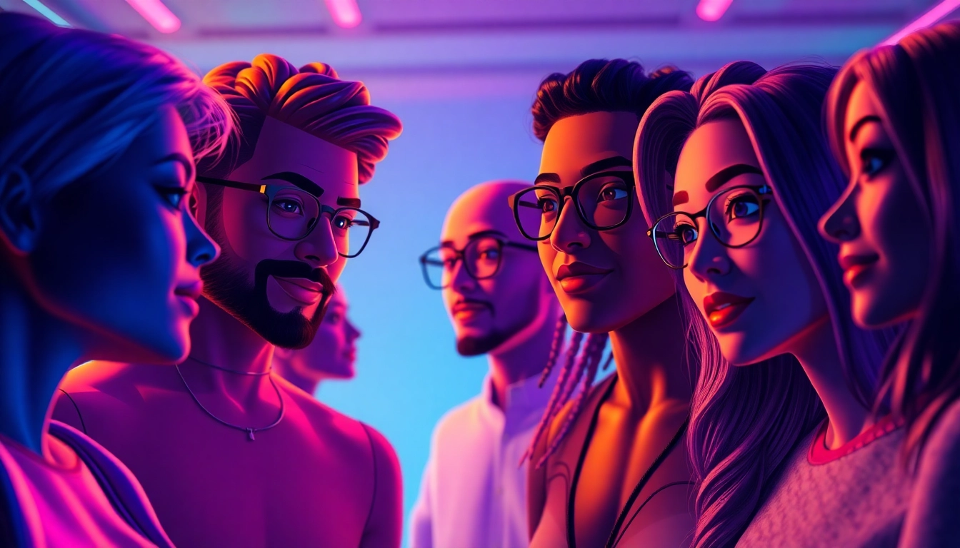 Engaging free ai porn chat scene featuring diverse AI characters.