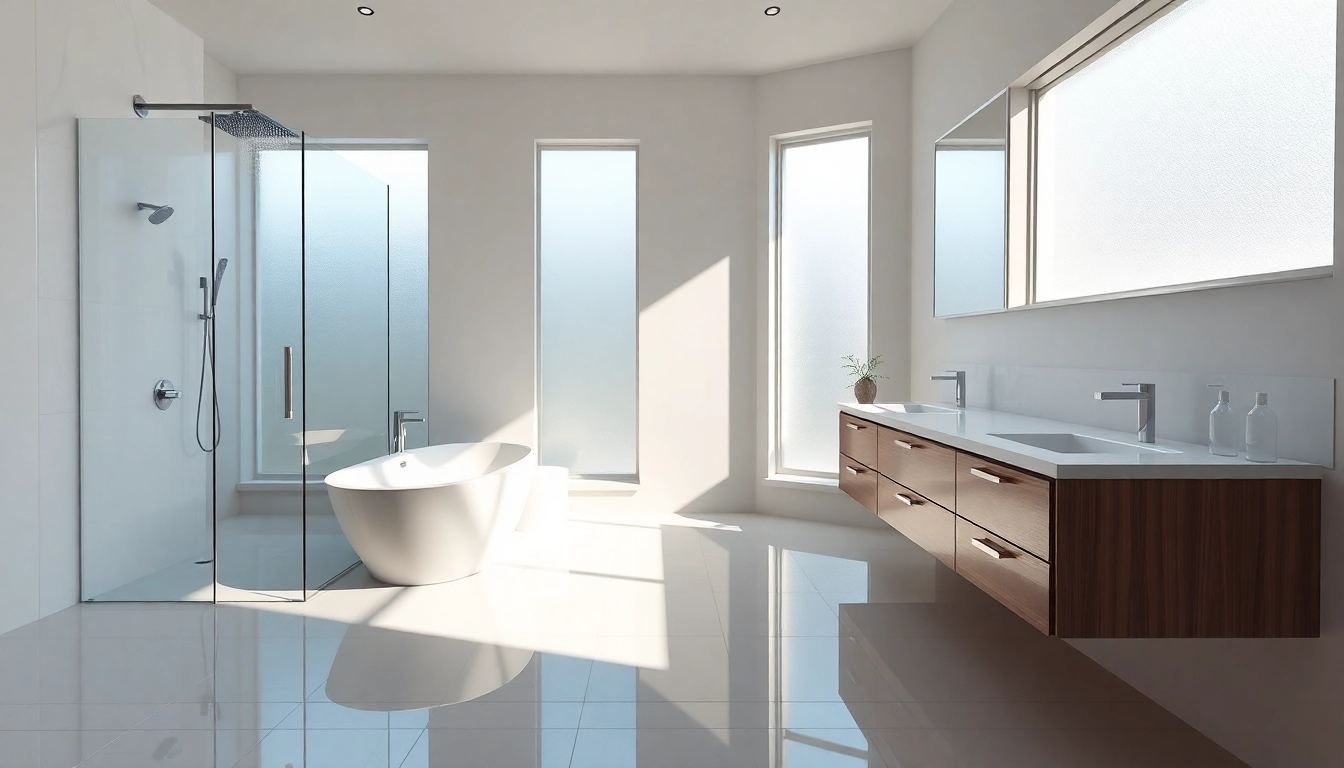 Experience a luxurious bathroom remodel by a skilled bathroom remodeling contractor, featuring elegant fixtures and natural lighting.