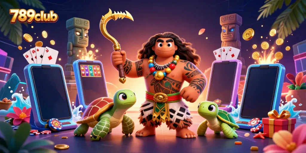 Experience the excitement of 789club with vibrant visuals showcasing gaming elements and colorful characters.