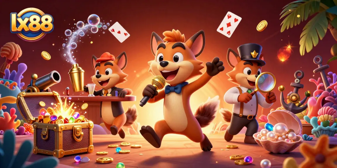 Join the fun at lx88 casino with vibrant hyena characters enjoying games and comedy.