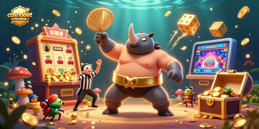Experience the excitement of winning with this vibrant cosmobet review illustration showcasing dynamic gameplay elements.