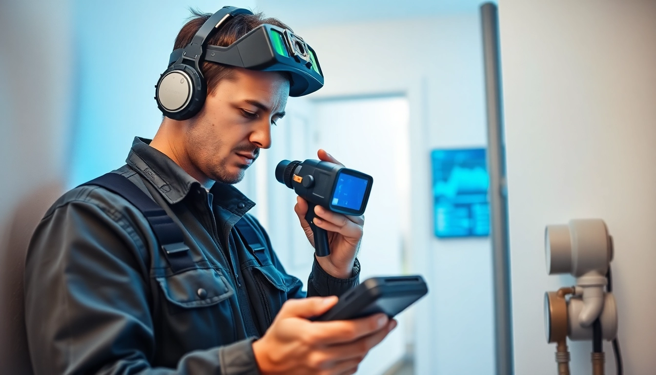 Expert water leak detection services showcased by a technician using advanced tools in a modern home.