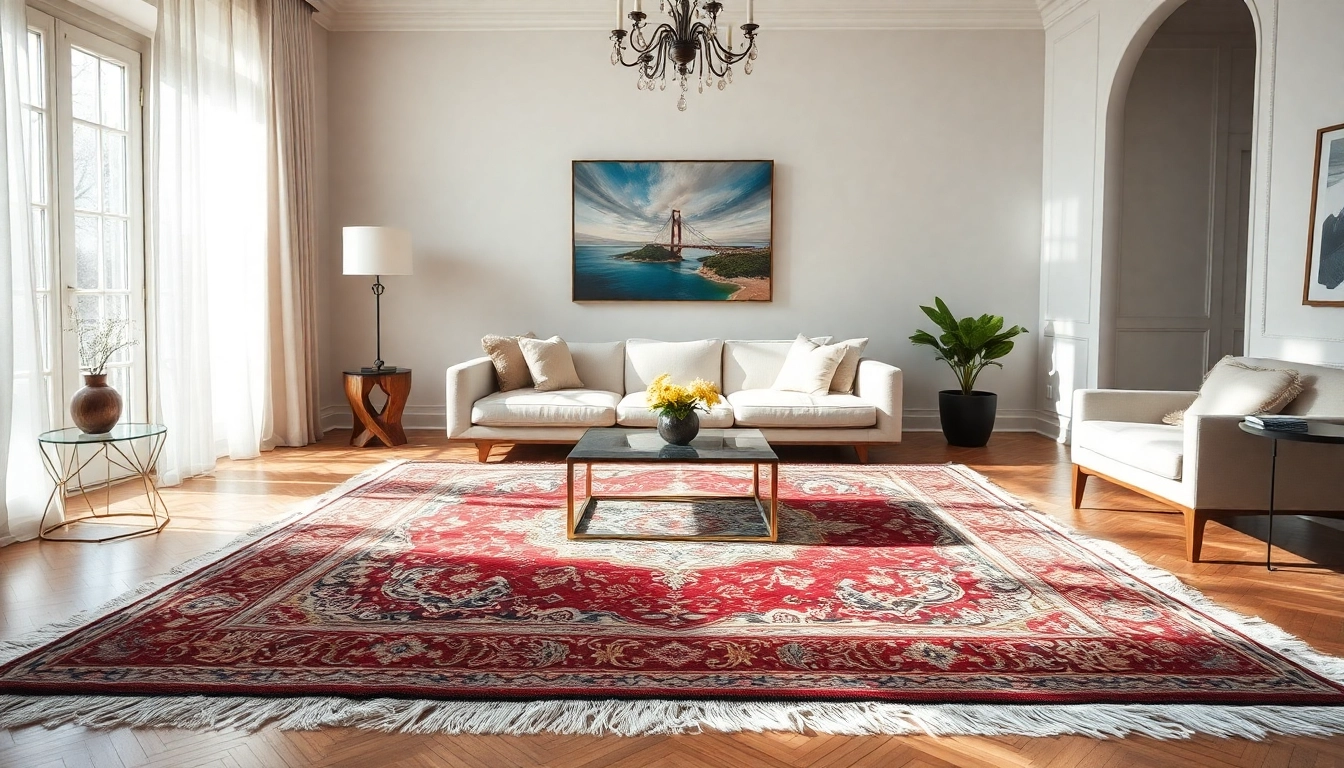 Showcase a Tappeto persiano Milano with intricate patterns enhancing a stylish home decor.