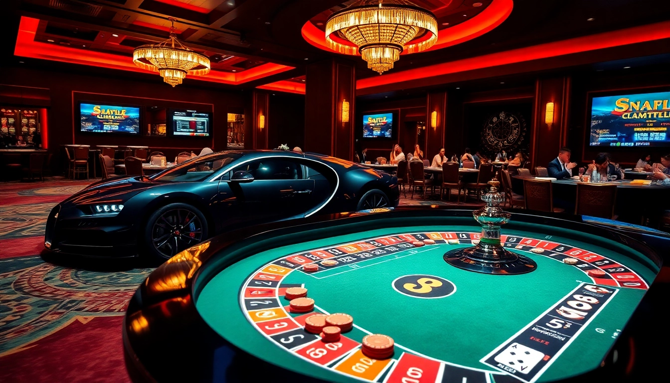 Experience thrilling gameplay at Bugatti8 casino with vibrant roulette and poker tables.
