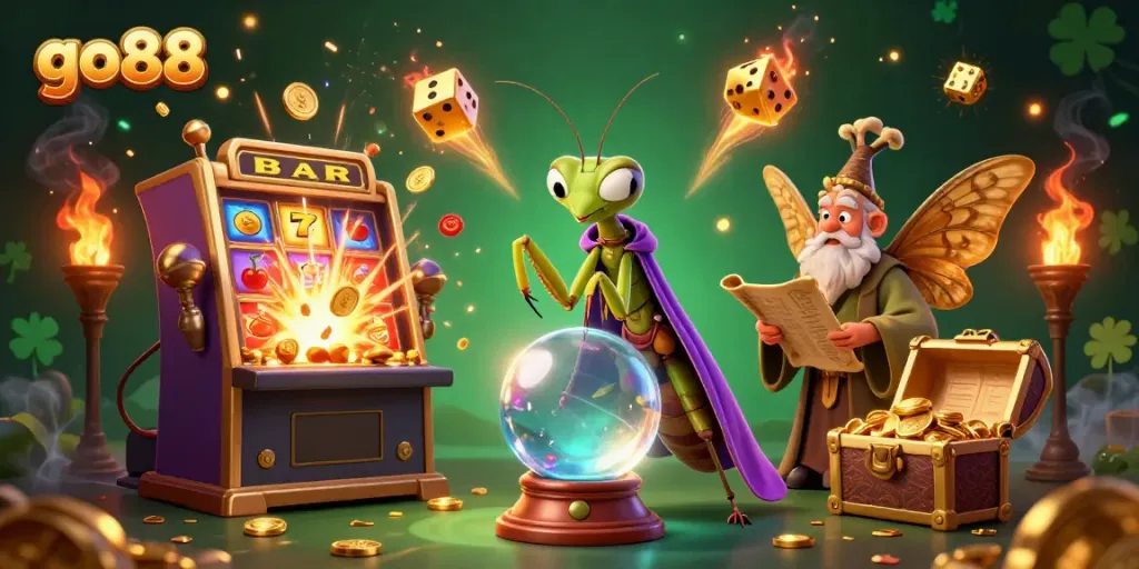 Experience the excitement of go88 casino gaming with vibrant characters and a dynamic jackpot explosion.