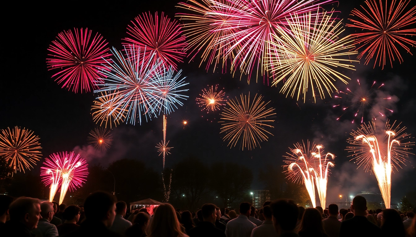 Stunning showcase of wholesale fireworks illuminating the night with vibrant colors.