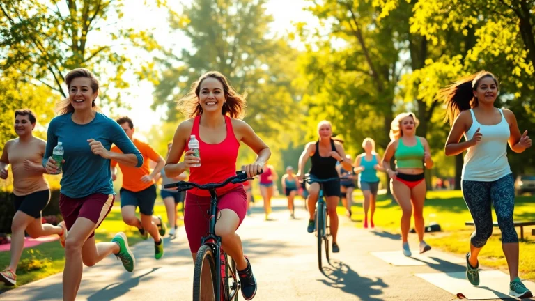 Active individuals enjoying weight loss success outdoors, showcasing fitness diversity.
