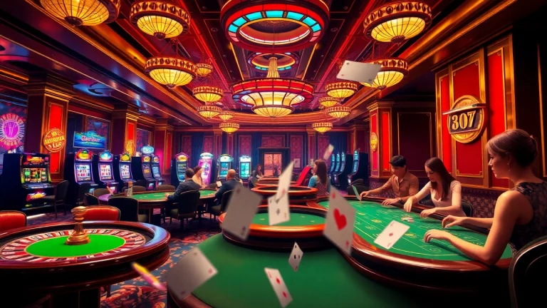 Experience the excitement of gambling at fb88nn.com with players winning at vibrant casino tables and slots.
