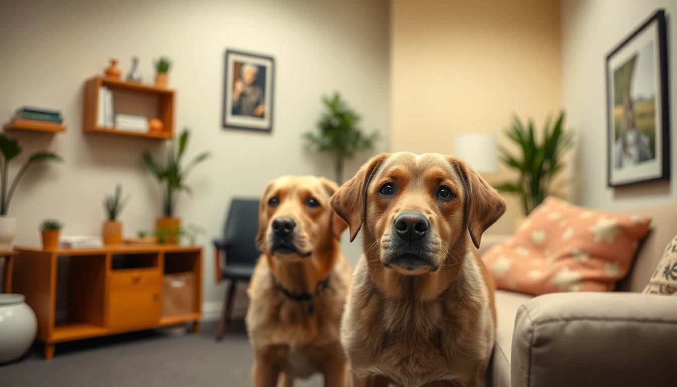 Supportive session with a clinical psychologist in Sydney alongside a therapy dog.