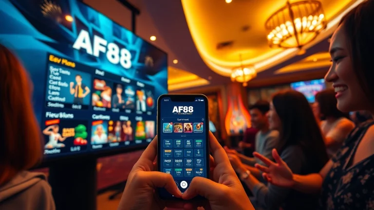 Dynamic online betting scene showcasing AF88 platform on mobile, highlighting trust and excitement.