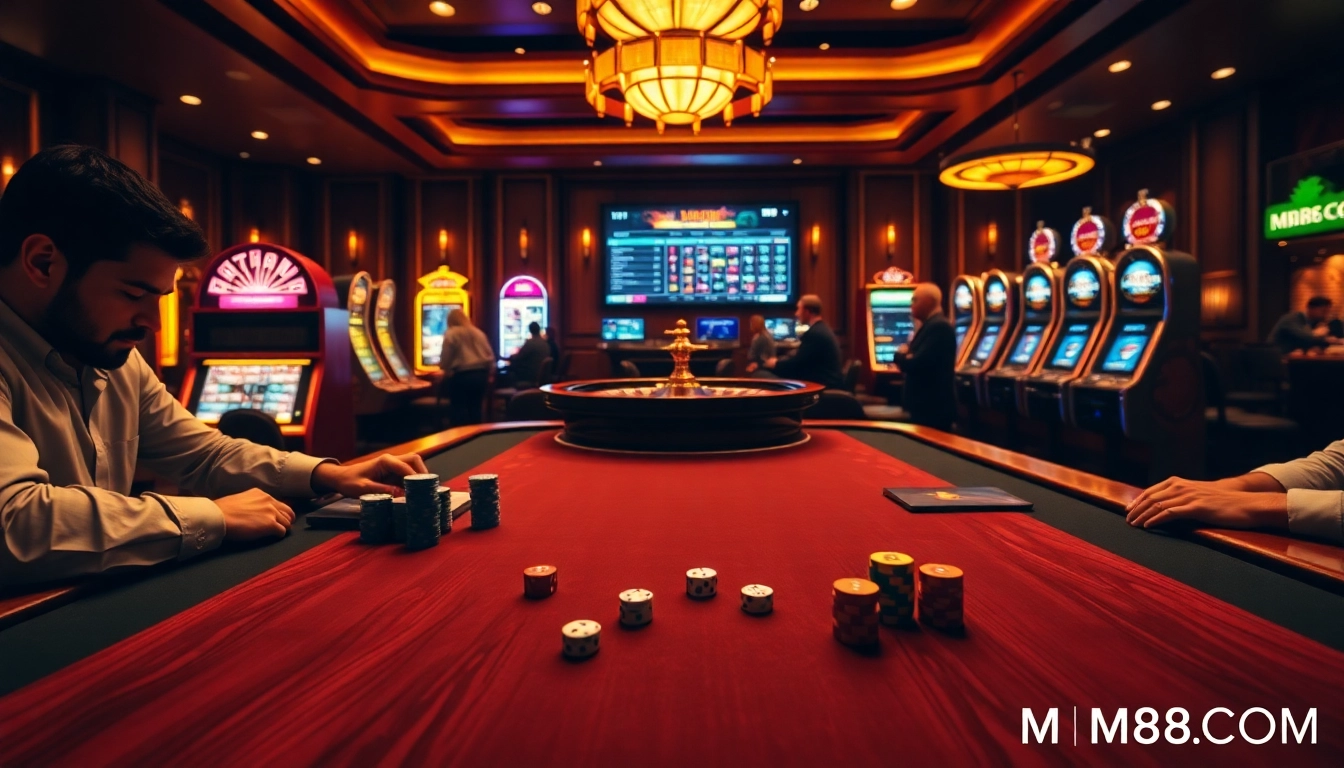 Engaging scene at MM88COM with players at a roulette table, showcasing the excitement of online gambling.