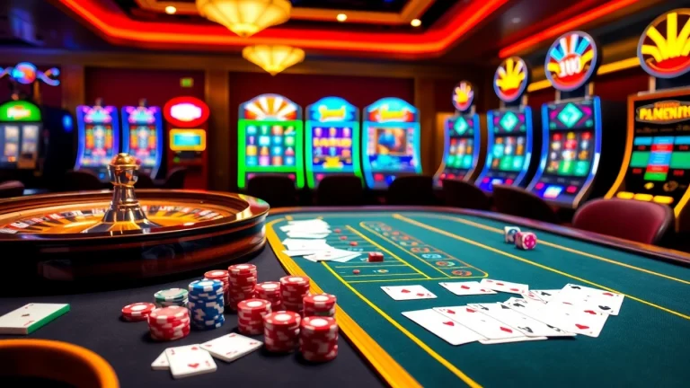 Watch players engage in thrilling casino gameplay at https://f168.us/ with a roulette wheel and colorful poker chips.