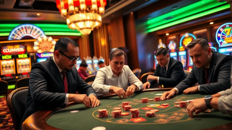 Experience the thrill of gambling with nhà cái 888b at a luxurious casino table, showcasing vibrant gameplay and excitement.