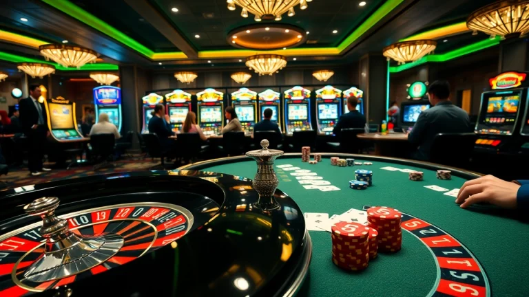 Exciting casino scene with roulette and poker games, showcasing https://hb88.jp.net/ for gamblers.