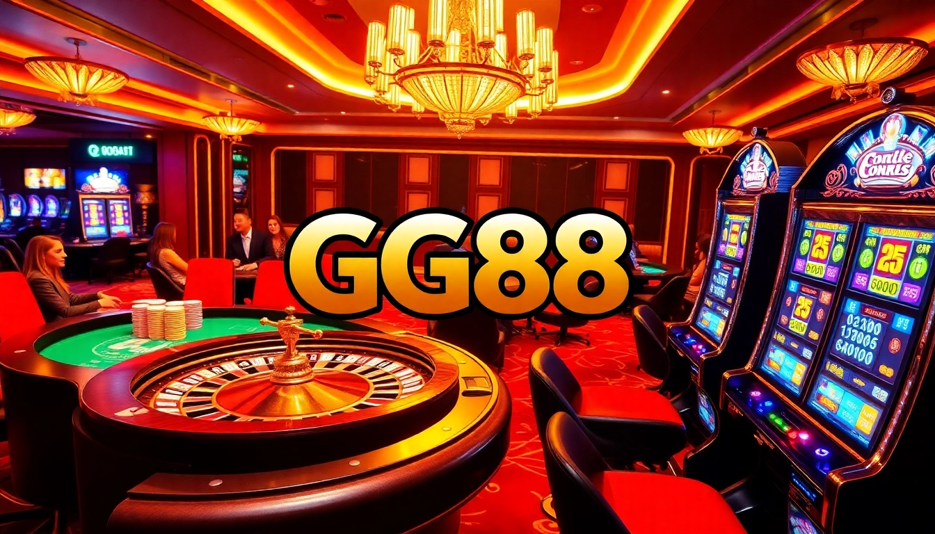 Experience the excitement of GG88 at a luxurious casino with vibrant tables and jackpot slots.