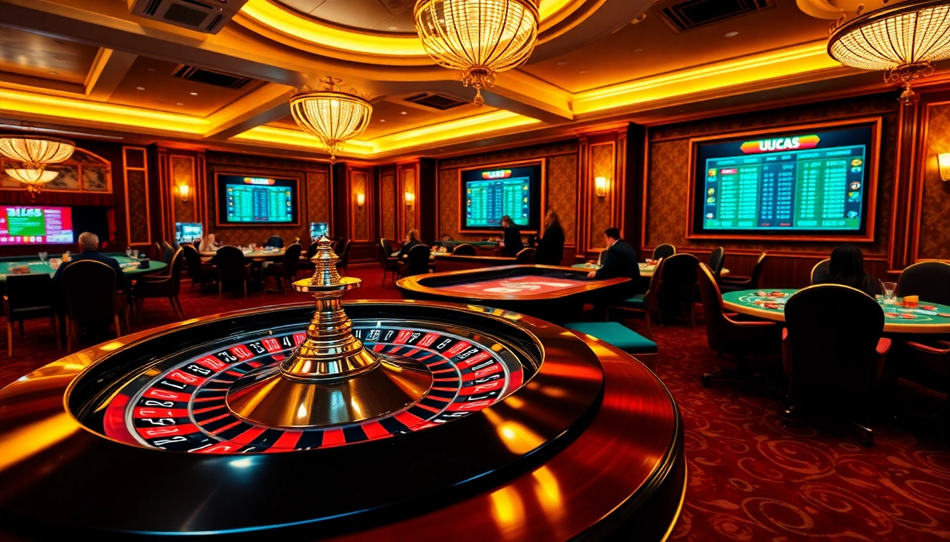 Excited players engaging at the uu88.casa roulette table in a vibrant casino setting.