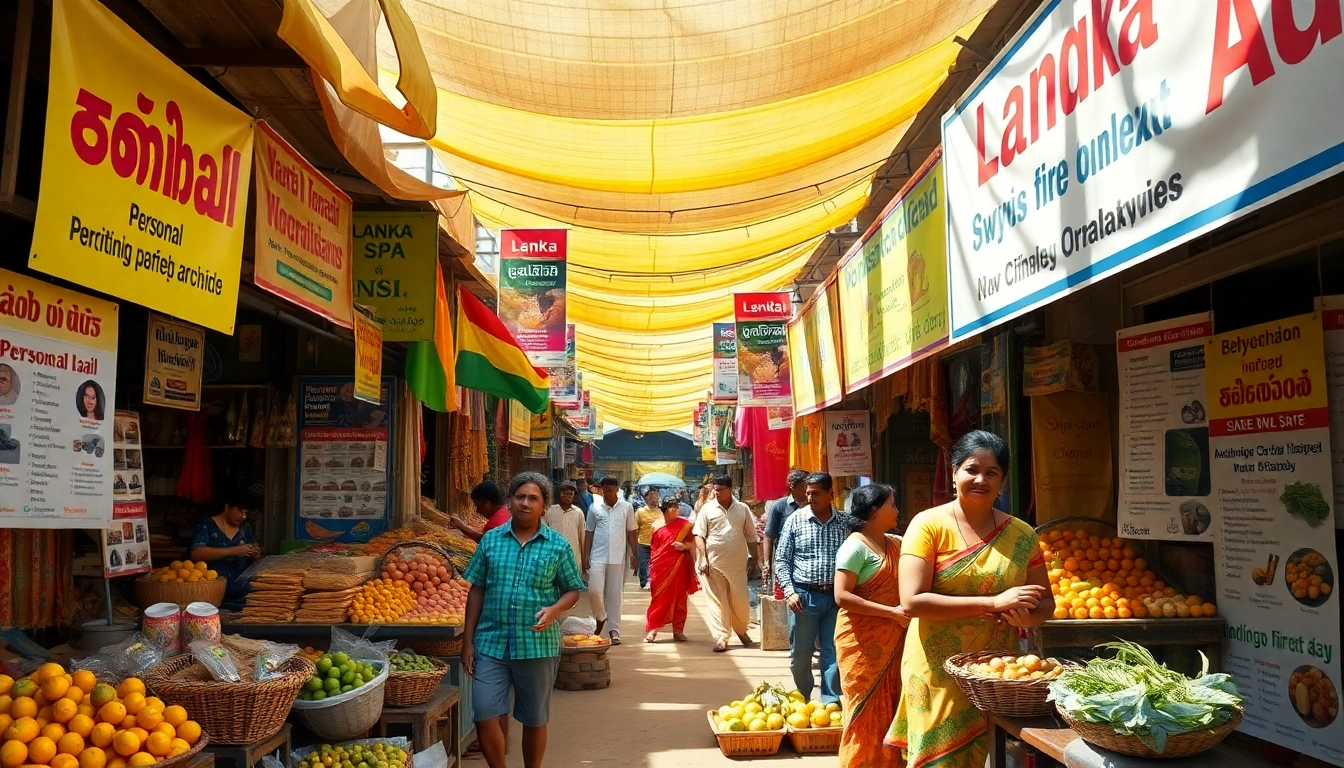 Lanka Ad marketplace scene showcasing vibrant local products and services in Sri Lanka.