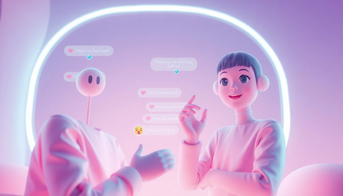 Engaging ai sex chat interaction with a friendly AI character in a modern digital interface.