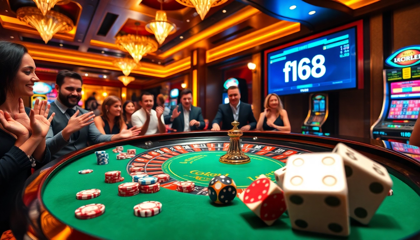 Experience the thrill of gambling at f168 with casino tables and vibrant action.