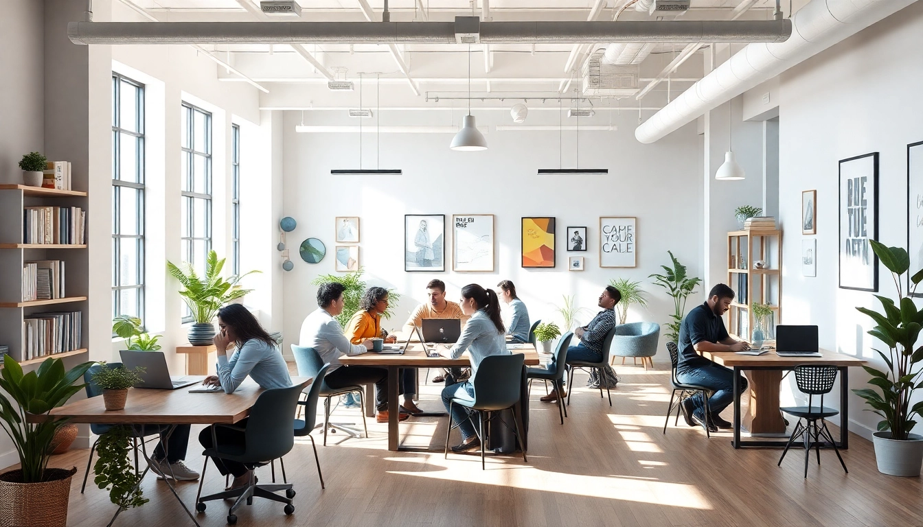 Dynamic coworking space at blogslabs.xyz, showcasing collaboration among diverse bloggers.