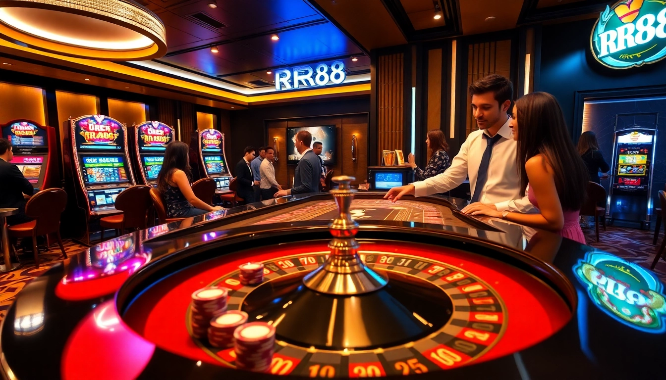 Players enjoying an exciting session at RR88's vibrant casino tables with thrilling games.