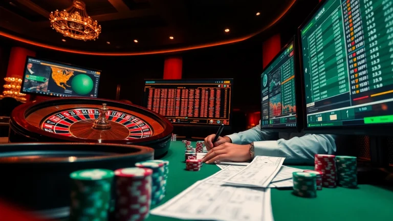 Analyzing nhận định kèo nhà cái strategies at an upscale casino table with vibrant betting slips.