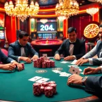 Intense poker gameplay at i9bet with luxury casino elements and vibrant atmosphere.