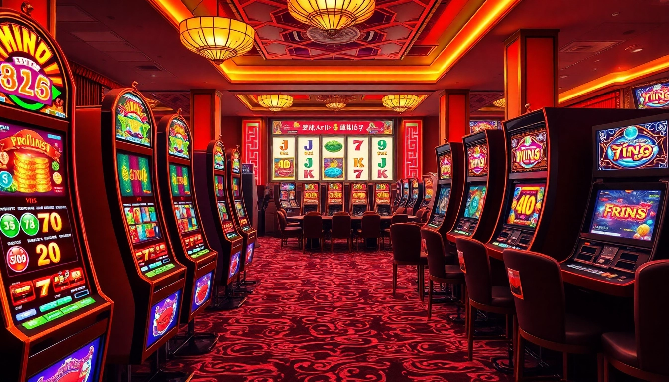 Experience the thrill of nổ hũ with vibrant slot machines in an exciting casino atmosphere.