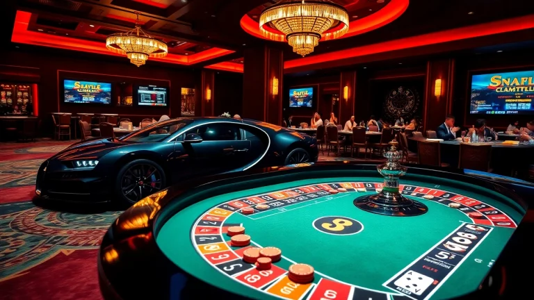 Experience thrilling gameplay at Bugatti8 casino with vibrant roulette and poker tables.