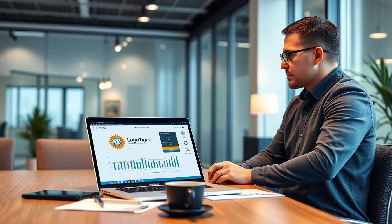 Logo Tiger lisans yenileme process shown in a professional office environment with IT consultant and business owner.