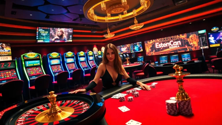 Experience the thrill of 12bet's casino with vibrant slot machines and an engaging poker table.