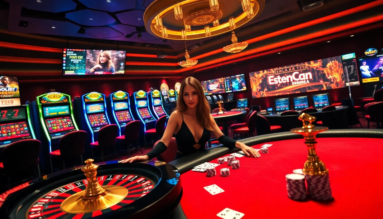 Experience the thrill of 12bet's casino with vibrant slot machines and an engaging poker table.