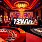 Players enjoying an exciting game at 13Win's luxurious casino with vibrant slot machines.