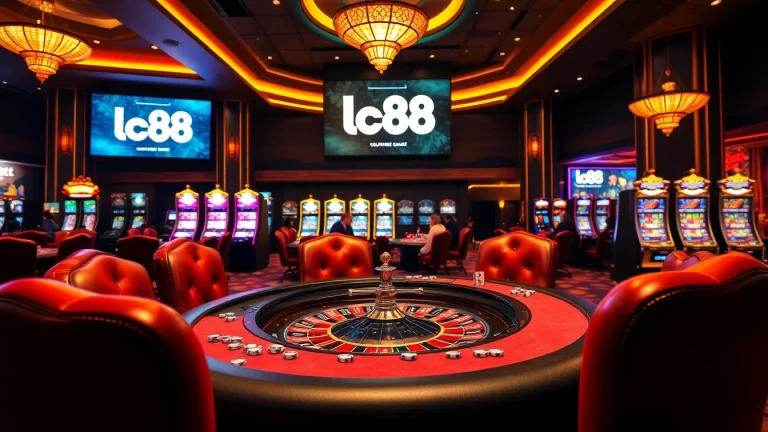 Engaged players at an lc88 casino table experiencing high-stakes excitement and luxury atmosphere.