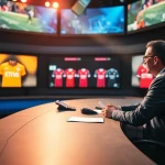 Engaging sports broadcasting commentary scene showcasing dynamic live sports coverage.