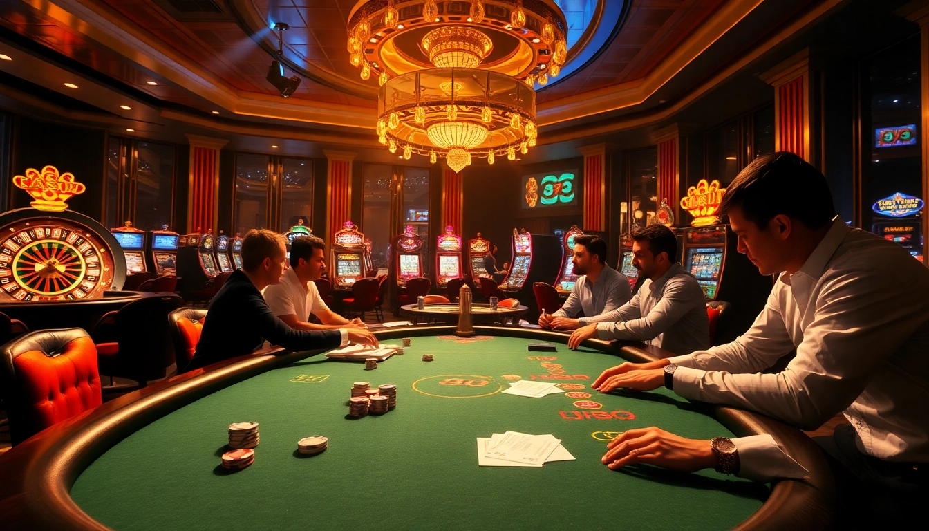 Gamblers enjoying a luxurious poker game at 89bet casino, highlighting excitement and sophistication.